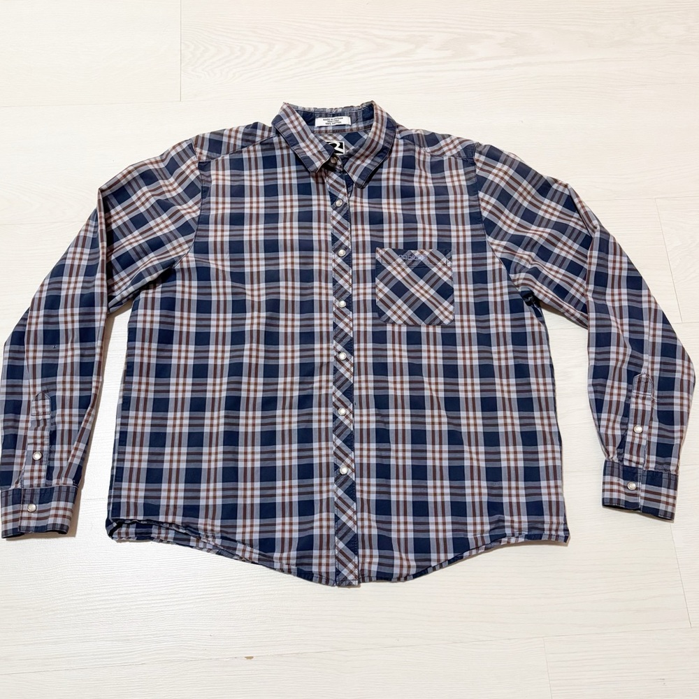 Rockies Mens Plaid Pearl Snap Cotton Button Down Size Large‎ Western Cowboy